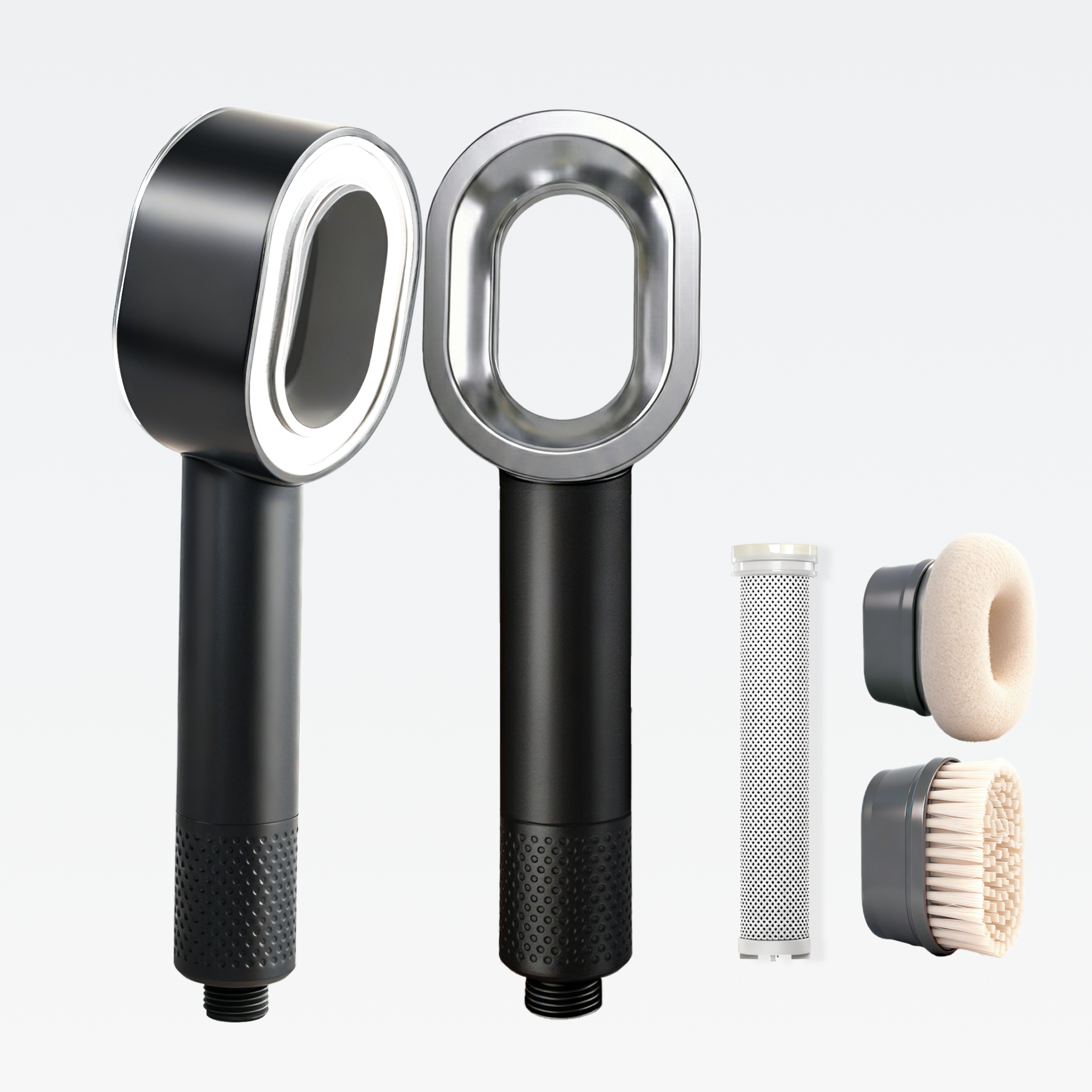 Hyeton 3-in-1 wassersparender Filter-Duschkopf PUREFLOW in Schwarz-Silber für optimale Haut- und Haarpflege